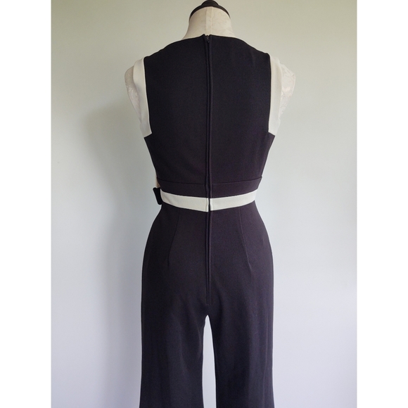 Vintage 60's / 70's Jumpsuit Black & White Bow Tie Detail Zip Back - Picture 6 of 9